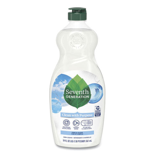Natural Dishwashing Liquid, Free and Clear, 19 oz Bottle, 6/Carton-(SEV44986CT)