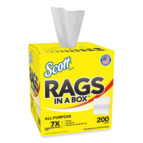 Rags in a Box, POP-UP Box, 12 x 9, White, 200/Box, 8 Boxes/Carton-(KCC75260CT)