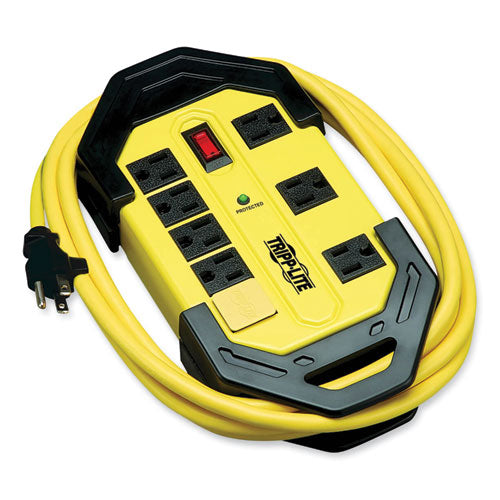 Protect It! Industrial Safety Surge Protector, 8 AC Outlets, 12 ft Cord, 1,500 J, Yellow/Black-(TRPTLM812SA)