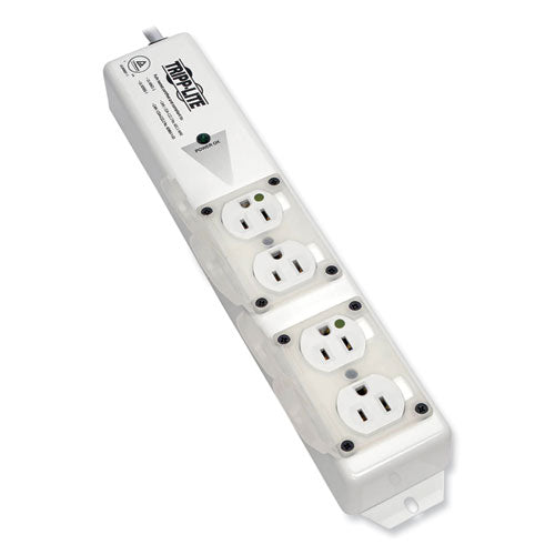 Medical-Grade Power Strip for Patient-Care Vicinity, 4 Outlets, 6 ft Cord, White-(TRPPS406HGULTRA)