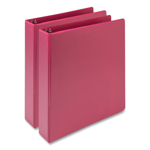 Earths Choice Plant-Based Economy Round Ring View Binders, 3 Rings, 1.5" Capacity, 11 x 8.5, Pink, 2/Pack-(SAMMP286576)