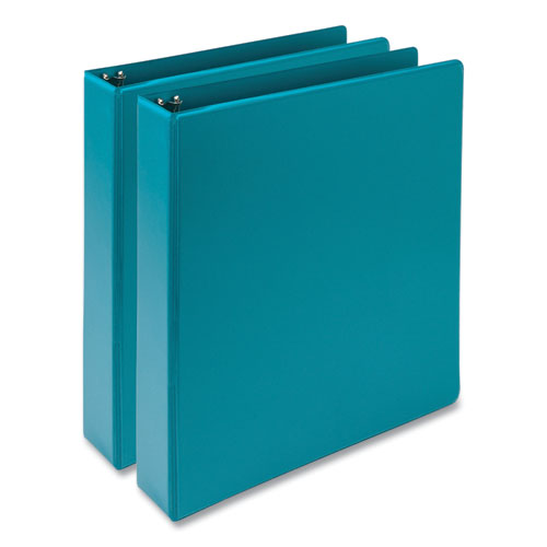 Earths Choice Plant-Based Economy Round Ring View Binders, 3 Rings, 1.5" Capacity, 11 x 8.5, Teal, 2/Pack-(SAMMP286577)