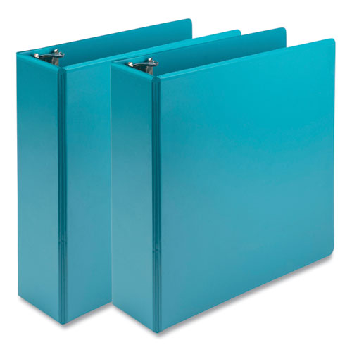 Earths Choice Plant-Based Economy Round Ring View Binders, 3 Rings, 3" Capacity, 11 x 8.5, Teal, 2/Pack-(SAMU86877)