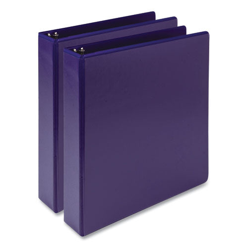 Earths Choice Plant-Based Economy Round Ring View Binders, 3 Rings, 1.5" Capacity, 11 x 8.5, Purple, 2/Pack-(SAMMP286508)