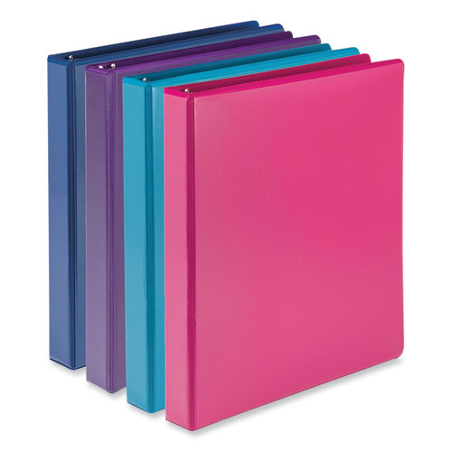 Durable D-Ring View Binders, 3 Rings, 1" Capacity, 11 x 8.5, Blueberry/Blue Coconut/Dragonfruit/Purple, 4/Pack-(SAMMP46439)