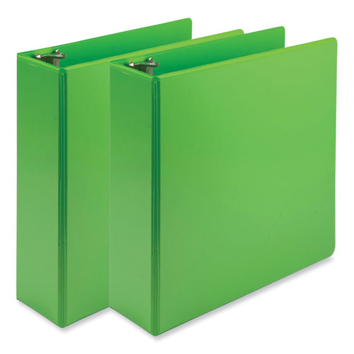 Earths Choice Plant-Based Economy Round Ring View Binders, 3 Rings, 3" Capacity, 11 x 8.5, Lime, 2/Pack-(SAMU86878)