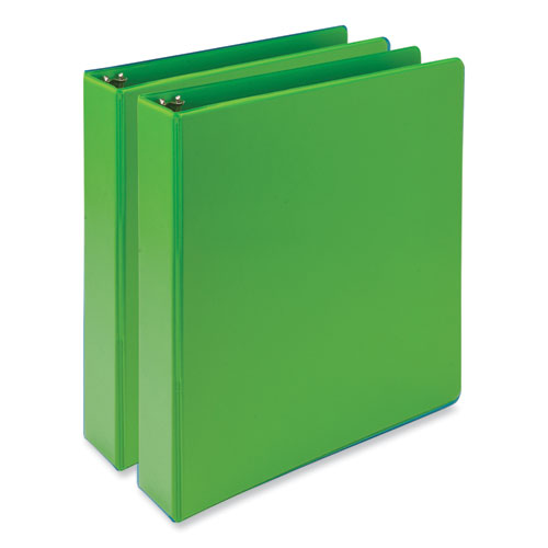 Earths Choice Plant-Based Economy Round Ring View Binders, 3 Rings, 1.5" Capacity, 11 x 8.5, Lime, 2/Pack-(SAMMP286578)