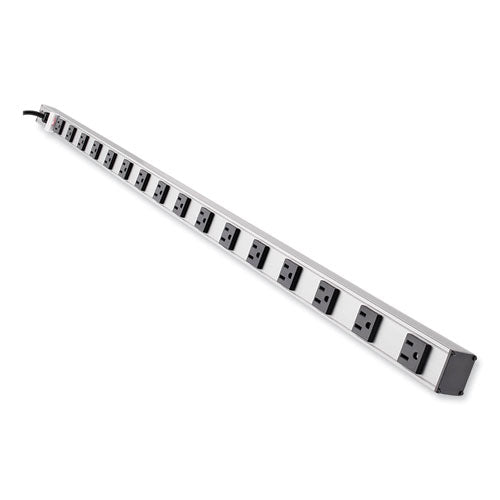 Vertical Power Strip, 16 Outlets, 15 ft Cord, Silver-(TRPPS4816)