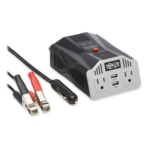 PowerVerter Ultra-Compact Car Inverter, 400 W, Two AC Outlets/Two USB Ports, 3.1 A-(TRPPV400USB)