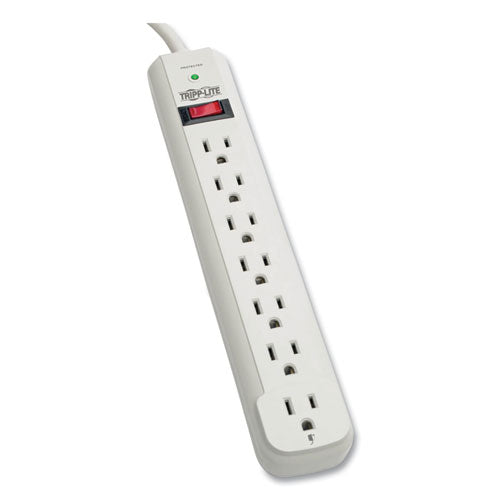 Protect It! Surge Protector, 7 AC Outlets, 6 ft Cord, 1,080 J, Light Gray-(TRPSTRIKER)