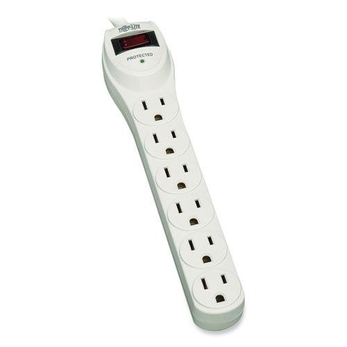 Protect It! Home Computer Surge Protector, 6 AC Outlets, 2 ft Cord, 180 J, Light Gray-(TRPTLP602)