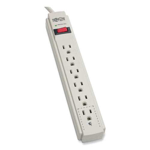 Protect It! Surge Protector, 6 AC Outlets, 4 ft Cord, 790 J, Light Gray-(TRPTLP604)