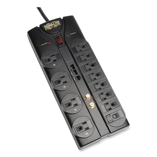 Protect It! Surge Protector, 12 AC Outlets, 8 ft Cord, 2,880 J, Black-(TRPTLP1208SAT)