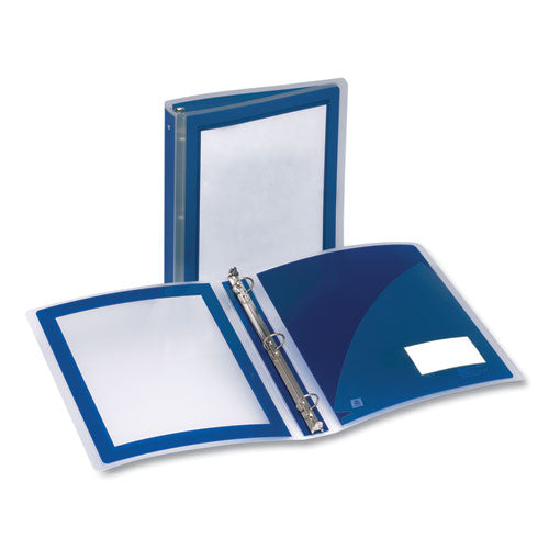 Flexi-View Binder with Round Rings, 3 Rings, 1.5" Capacity, 11 x 8.5, Navy Blue-(AVE17638)