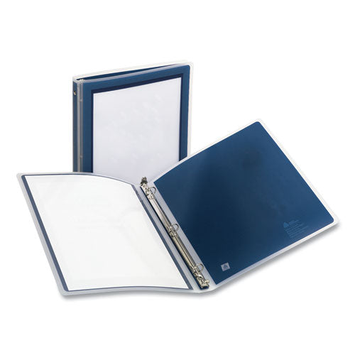 Flexi-View Binder with Round Rings, 3 Rings, 0.5" Capacity, 11 x 8.5, Navy Blue-(AVE15766)