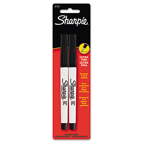 Ultra Fine Tip Permanent Marker, Extra-Fine Needle Tip, Black, 2/Pack-(SAN37161PP)