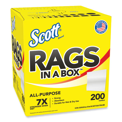 Rags in a Box, POP-UP Box, 12 x 9, White, 200/Box-(KCC75260)