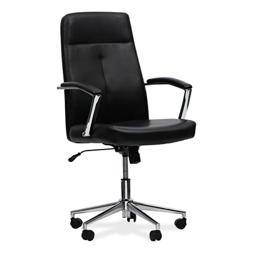 Leather Task Chair, Supports Up to 275 lb, 18.19" to 21.93" Seat Height, Black Seat, Black Back-(ALEWS4116)