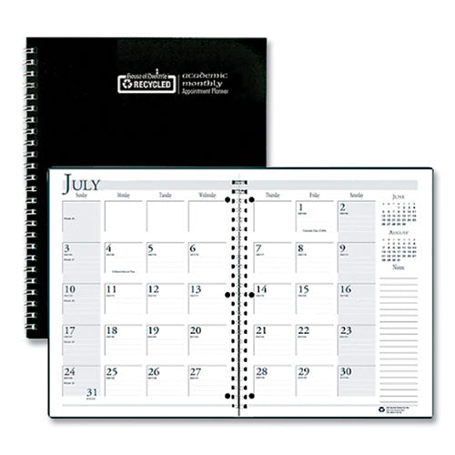 Spiralbound Academic Monthly Planner, 11 x 8.5, Black Cover, 14-Month (July to Aug): 2022 to 2023-(HOD26302)