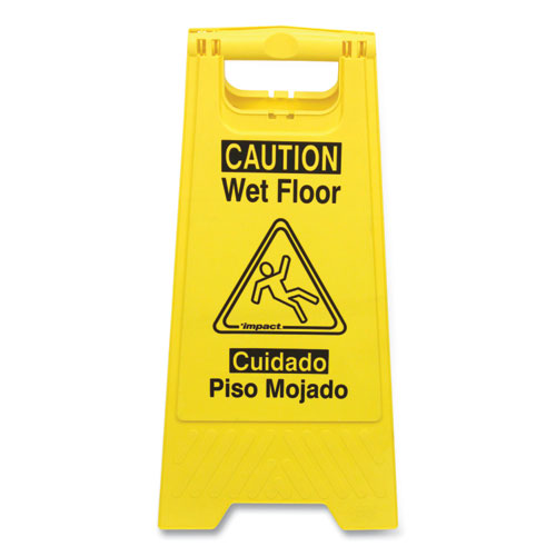 Bilingual Yellow Wet Floor Sign, 12.05 x 1.55 x 24.3-(IMP9152W)