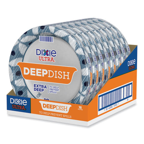 Deep Dish Paper Plate, 9.56" dia, Blue/Yellow, 18/Pack-(DXE15951)