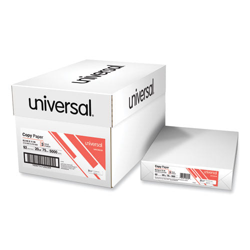 Copy Paper, 92 Bright, 3-Hole, 20 lb Bond Weight, 8.5 x 11, White, 500 Sheets/Ream, 10 Reams/Carton-(UNV28230)