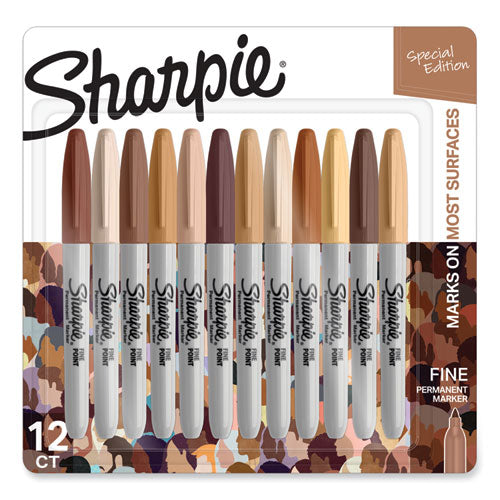 Fine Tip Permanent Marker, Portrait Colors, Fine Bullet Tip, Assorted, 12/Pack-(SAN2154107)