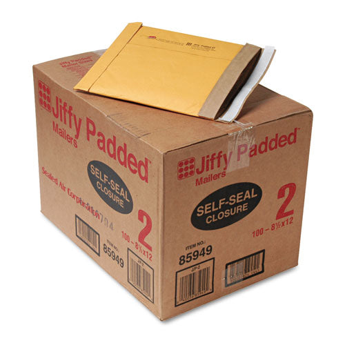 Jiffy Padded Mailer, #2, Paper Padding, Self-Adhesive Closure, 8.5 x 12, Natural Kraft, 100/Carton-(SEL67068)