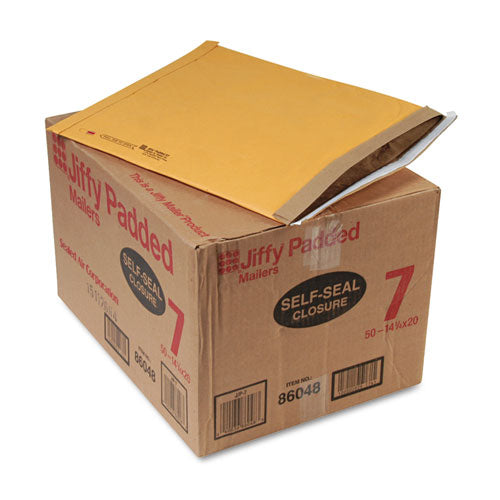 Jiffy Padded Mailer, #7, Paper Padding, Self-Adhesive Closure, 14.25 x 20, Natural Kraft, 50/Carton-(SEL64542)