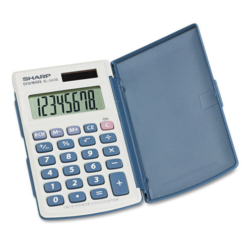 EL-243SB Solar Pocket Calculator, 8-Digit LCD-(SHREL243SB)