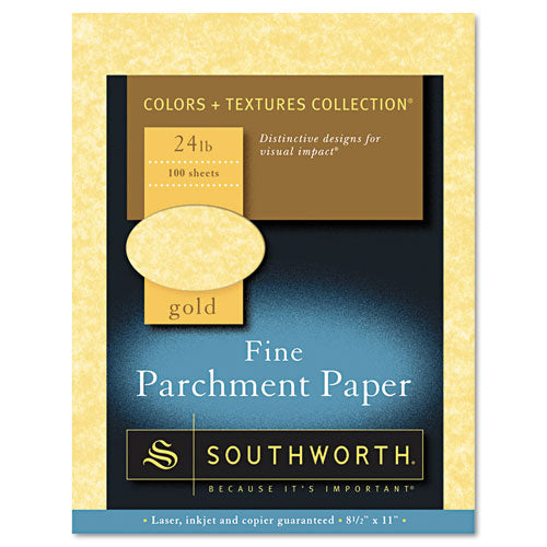 Parchment Specialty Paper, 24 lb Bond Weight, 8.5 x 11, Gold, 100/Pack-(SOUP994CK336)