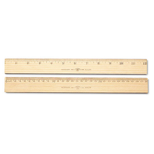 Wood Ruler, Metric and 1/16" Scale with Single Metal Edge, 12"/30 cm Long-(ACM10375)