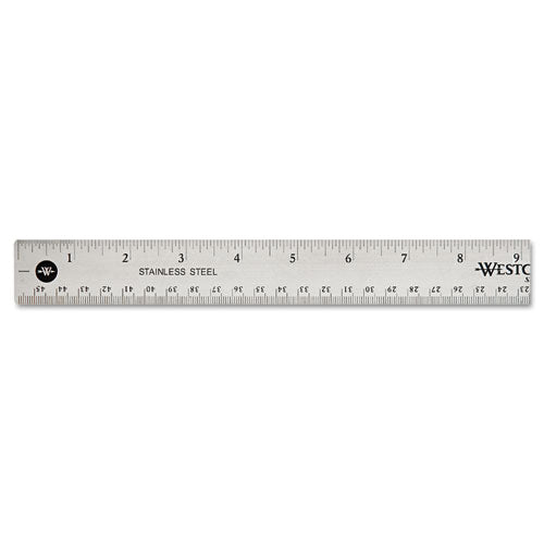 Stainless Steel Office Ruler With Non Slip Cork Base, Standard/Metric, 18" Long-(ACM10417)