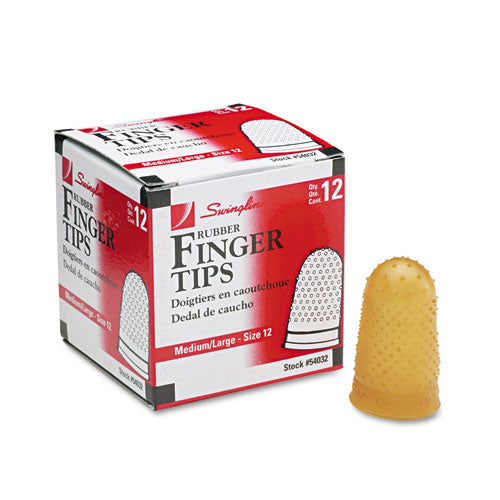Rubber Finger Tips, 12 (Medium-Large), Amber, Dozen-(SWI54032)