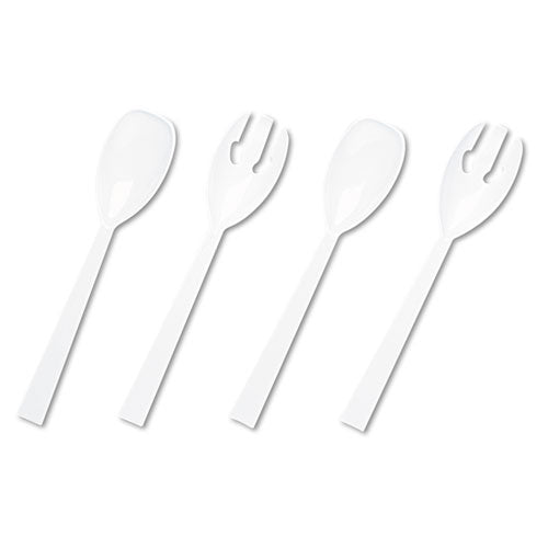 Table Set Plastic Serving Forks and Spoons, White, 24 Forks, 24 Spoons per Pack-(TBLW95PK4)