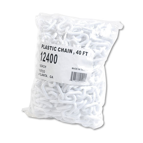Crowd Control Stanchion Chain, Plastic, 40 ft, White-(TCO12400)