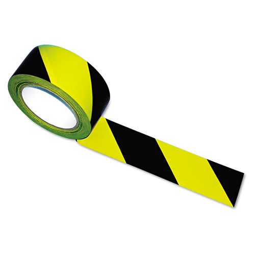 Hazard Marking Aisle Tape, 2" x 108 ft, Black/Yellow-(TCO14711)