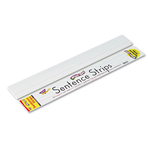 Wipe-Off Sentence Strips, 24 x 3, White, 30/Pack-(TEPT4001)