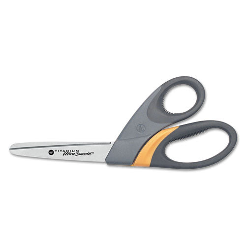 Titanium UltraSmooth Scissors, 8" Long, 3.5" Cut Length, Gray/Yellow Offset Handle-(ACM14101)