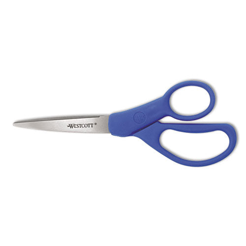 Preferred Line Stainless Steel Scissors, 7" Long, 3.25" Cut Length, Blue Offset Handle-(ACM43217)