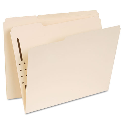 Reinforced Top Tab Fastener Folders, 0.75" Expansion, 1 Fastener, Letter Size, Manila Exterior, 50/Box-(UNV13410)