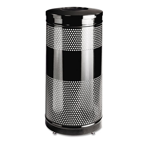 Classics Perforated Open Top Receptacle, 25 gal, Steel, Black-(RCPS3ETBK)