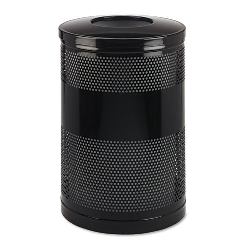 Classics Perforated Open Top Receptacle, 51 gal, Steel, Black-(RCPS55ETBK)