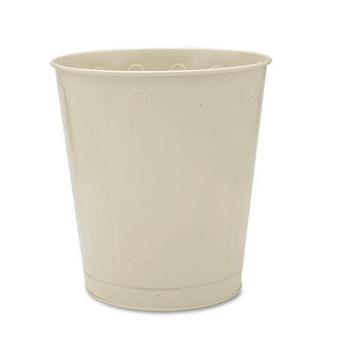 Fire-Safe Steel Round Wastebaskets, 6.5 gal, Steel, Almond-(RCPWB26AL)