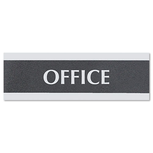 Century Series Office Sign, OFFICE, 9 x 3, Black/Silver-(USS4762)