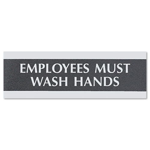 Century Series Office Sign, Employees Must Wash Hands, 9 x 3-(USS4782)